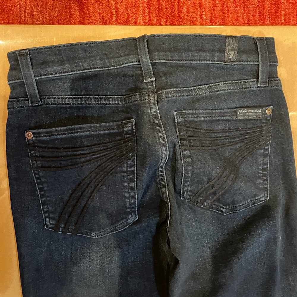 7 For All Mankind Dark Indigo Flare Jeans - Picture 3 of 7